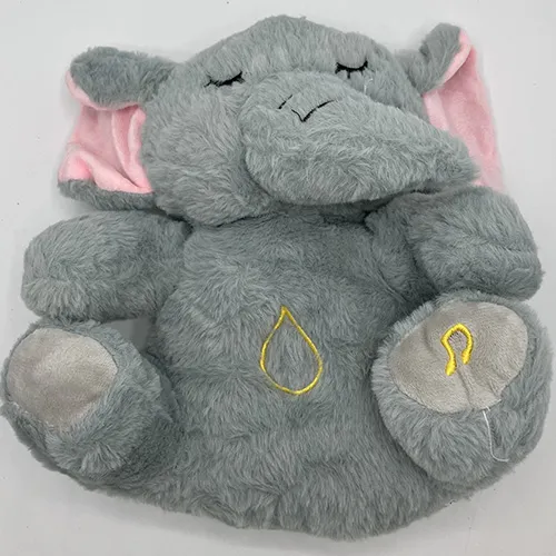 Elephant plush toy with speaker.