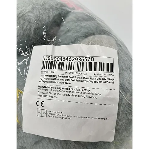 Elephant plush toy with speaker.