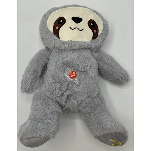 Plush sloth toy with speaker.