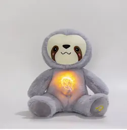 Plush sloth toy with speaker.