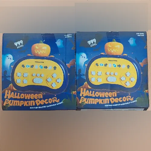 Plastic battery-operated toy in the shape of a pumpkin, advertised as an anti-stress console, for which the sequence of LED lights flashing must be memorised.