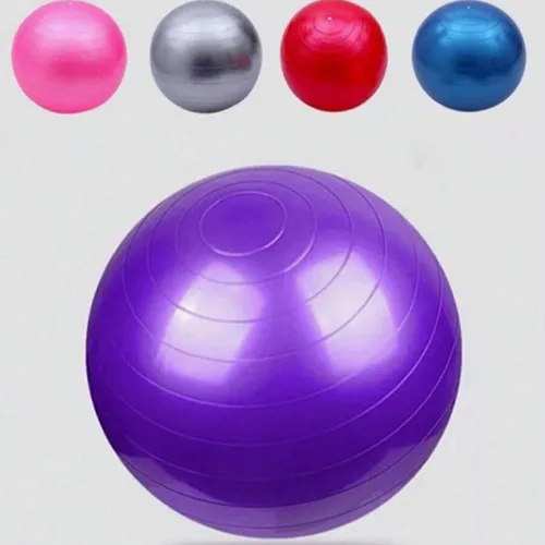 Purple yoga ball made of purple soft PVC.