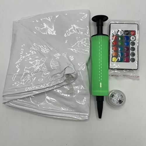 Inflatable balloon with LED lamp and remote control and pump.