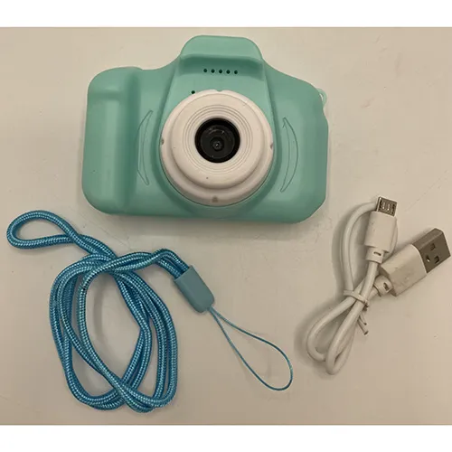 Toy camera intended for children, with a USB cable.