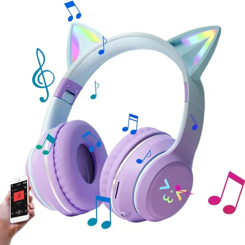 Bluetooth headphones in the form of cat ears.
