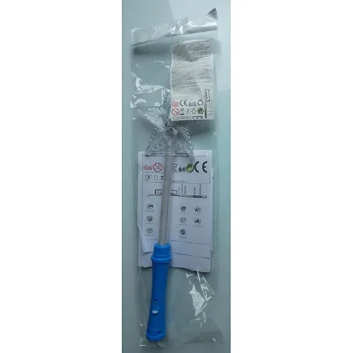 Light stick made of blue transparent plastic with a button to switch on the LEDs.