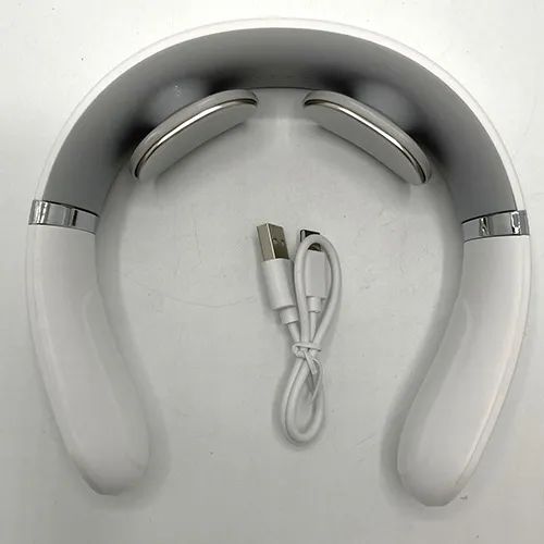 Wireless electric neck massager with a USB cable.