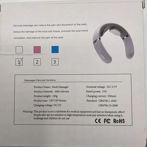 Wireless electric neck massager with a USB cable.