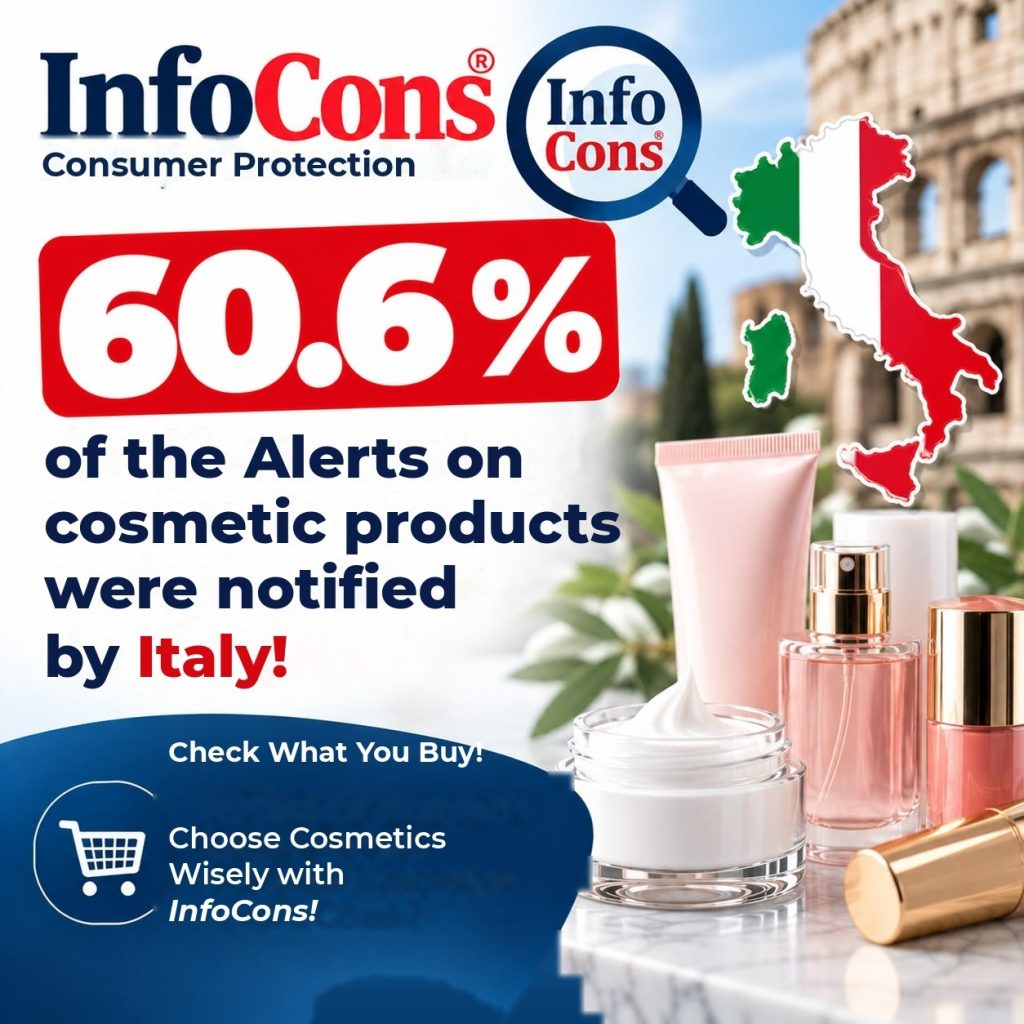 60.6% of the Alerts on Cosmetic Products Were Notified by Italy ! Check What You Buy ! Choose Cosmetics Wisely with InfoCons !