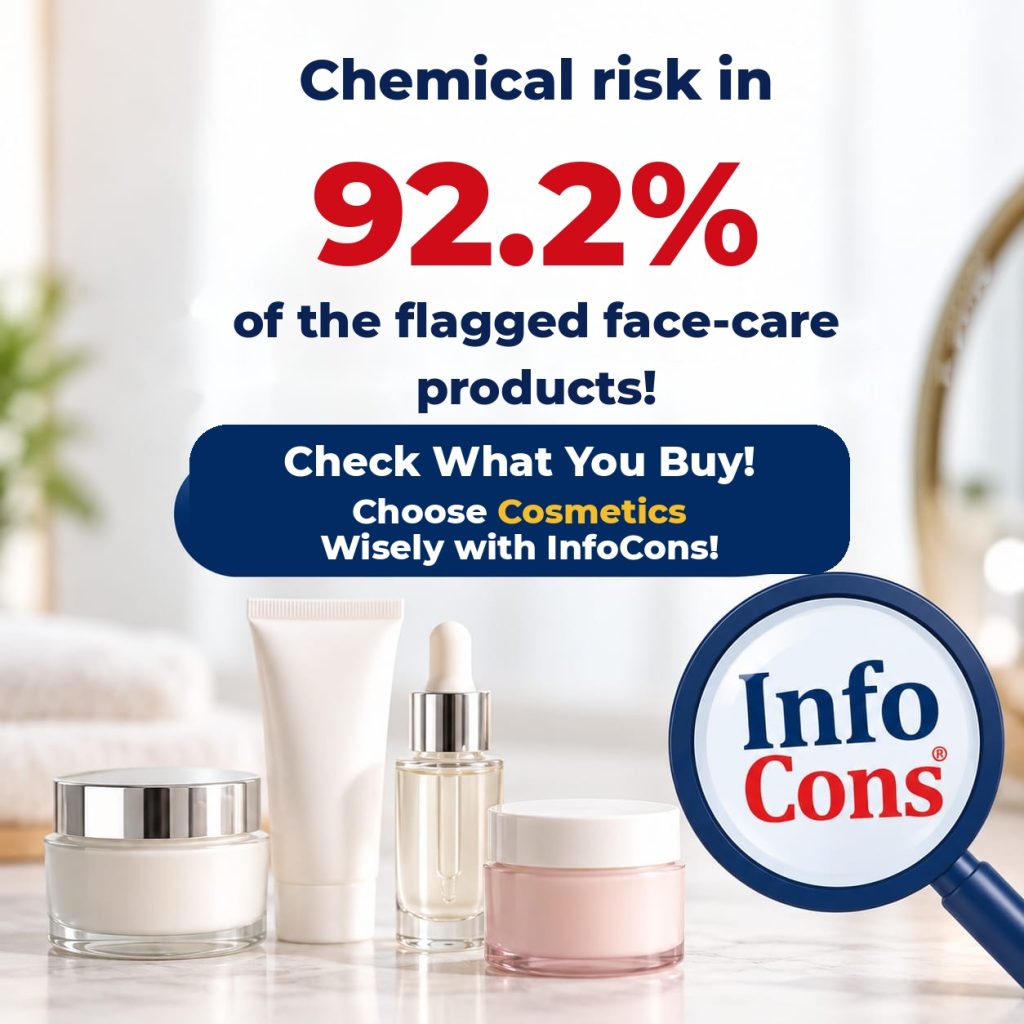 Chemical Risk in 92.2 percent of the Flagged Face-Care Products - Check What You Buy ! Choose Cosmetics Wisely with InfoCons !