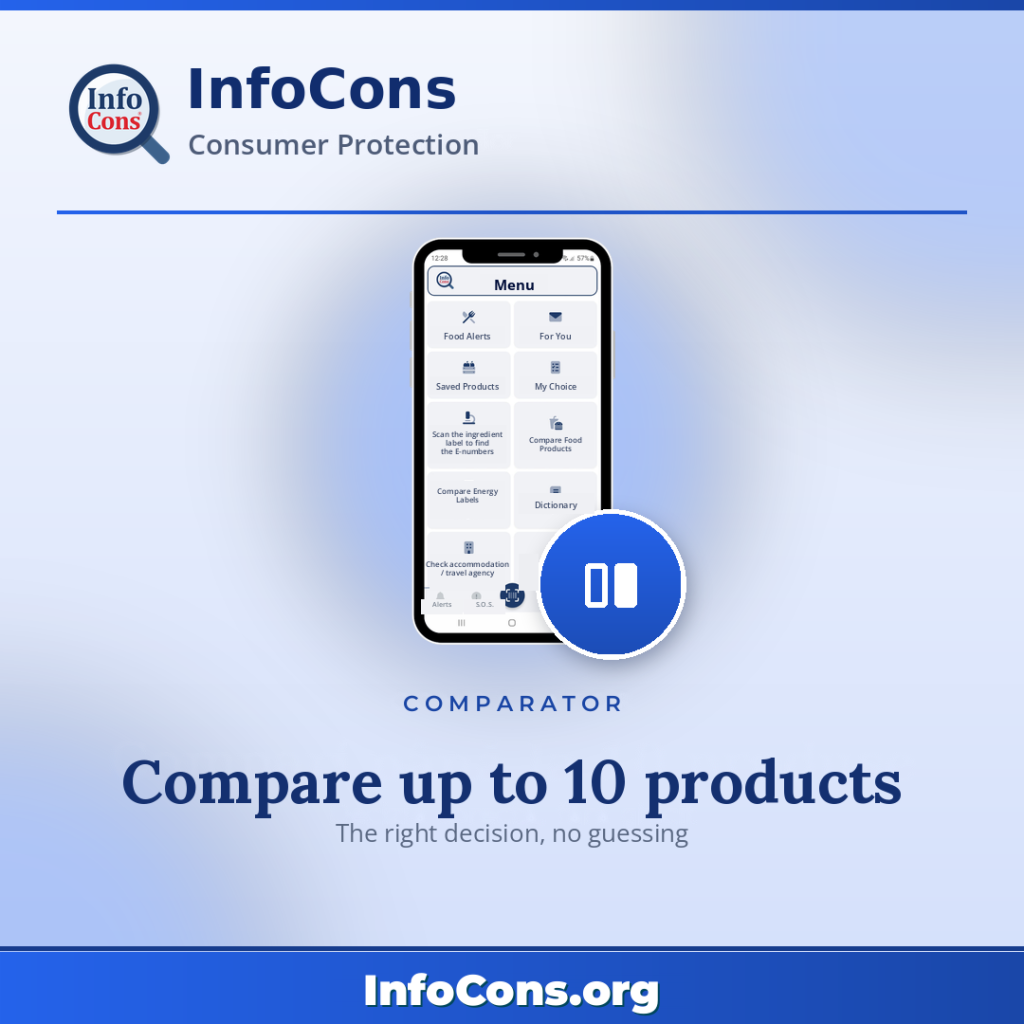 Compare food products - put up to 10 products side by side – InfoCons App
