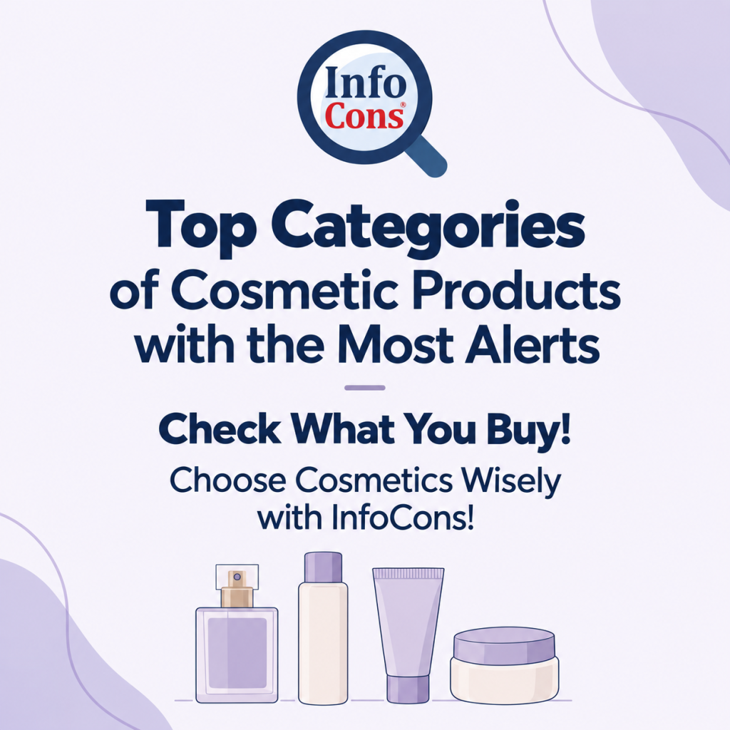 Top Categories of Cosmetic Products with the Most Alerts – Check What You Buy! Choose Cosmetics Wisely with InfoCons!